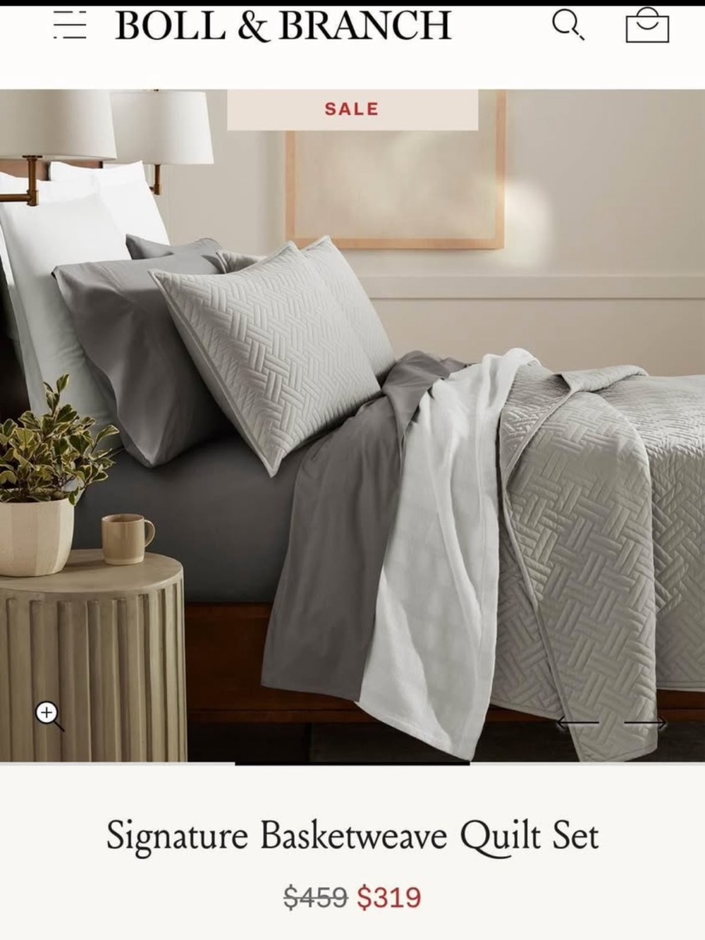Boll & Branch Signature Basketweave Quilt - King pewter